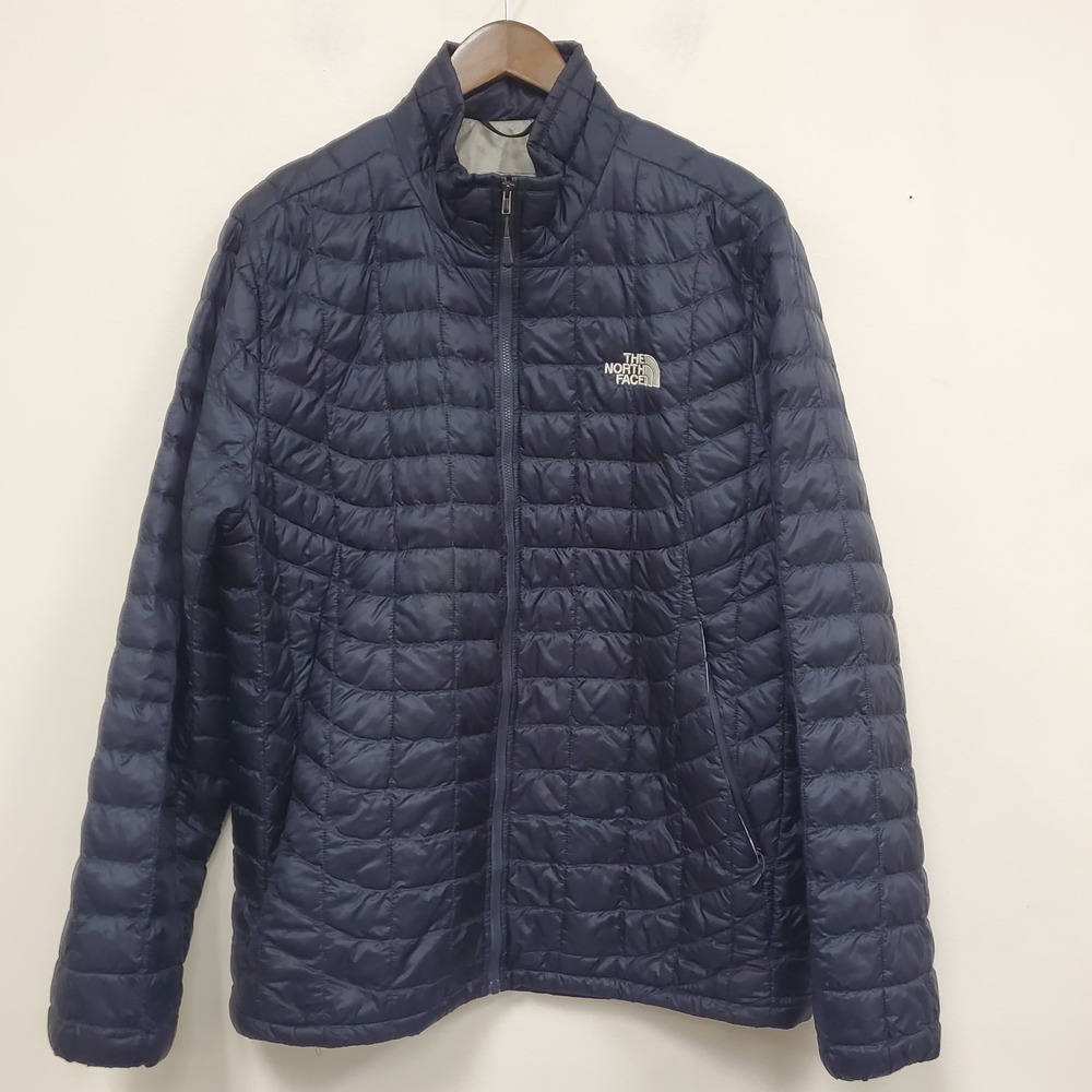 North Face Mens Full Zip Thermoball Jacket Size L Dark Blue Quilted Outdoors